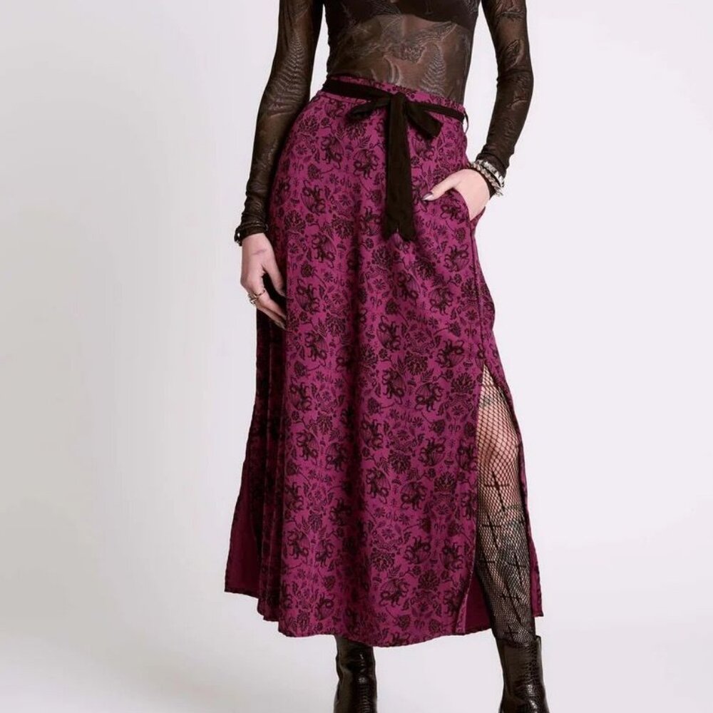 Midnight Hour Griffin Skirt, size S, Reddish Purple, Midi-Maxi
